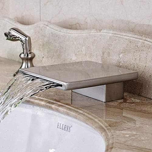 REPLYSAT Kitchen Taps Kitchen Tap Faucet Deck Mounted Waterfall Bathroom Faucet Double Handles Brushed Nickel Bath Spout Mixer Tap