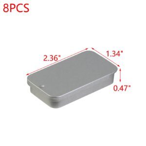 MY MIRONEY 2.4" x 1.3" x 0.5" Metal Slide Top Tin Containers for Candies Jewelry Crafts Pills Survival Kit Pack of 8