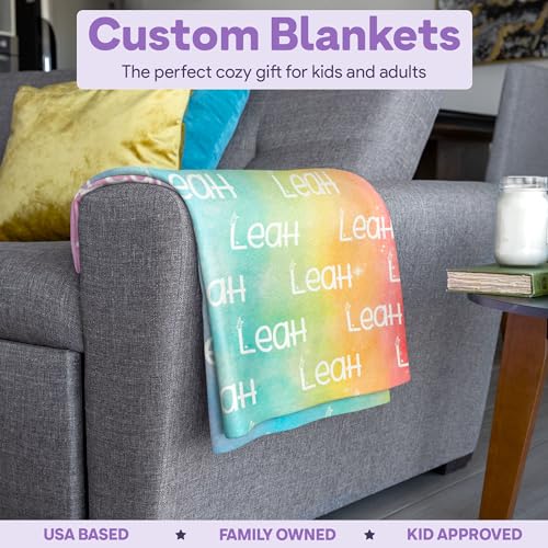 Custom Blanket - Blankets for Kids - Personalized Blankets for Girls & Boys - Personalized Name Blanket - Soft Fleece Throw & Cozy Sherpa - Monogrammed Gifts - USA Based (Fleece 30"x40")