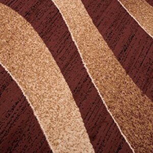 TAPISO Argos Area Rug 5x8 ft - Soft, Non-Shedding, Modern Waves, Durable Carpet for Living Room, Bedroom, Brown Beige 150x240 cm