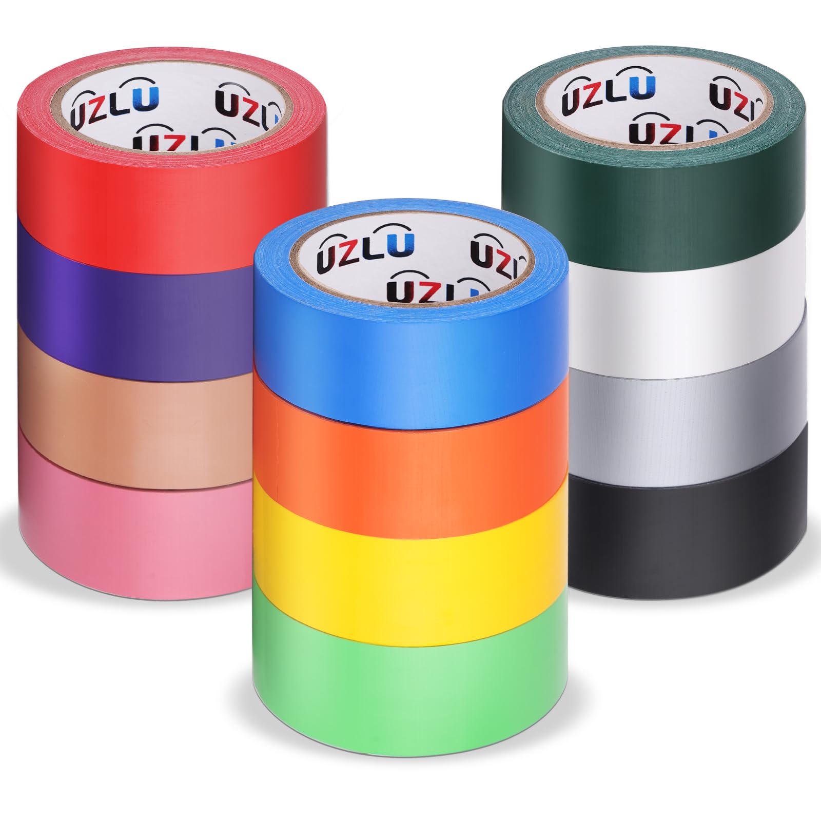 12PCS Rainbow Colored Duct Tape Bulk, 20 Yards x 1.88 Inch Duct Tape Heavy Duty Waterproof, No Residue, Bright Duct Tape Colors and Patterns for Packaging, Arts Crafts, Color-Coding, and DIY Projects