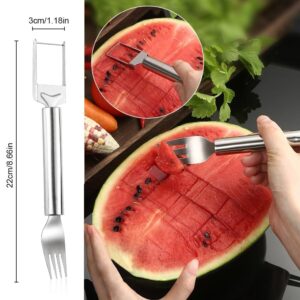 Upgraded 2-in-1 Stainless Steel Fruit Cutter，2024 Newest Watermelon Slicer Watermelon Cutter Melon Cutter Tool，Dual Head Fruit Forks Slicer Watermelon Cutter Tool, Summer Fruit Cutting Fork for Home