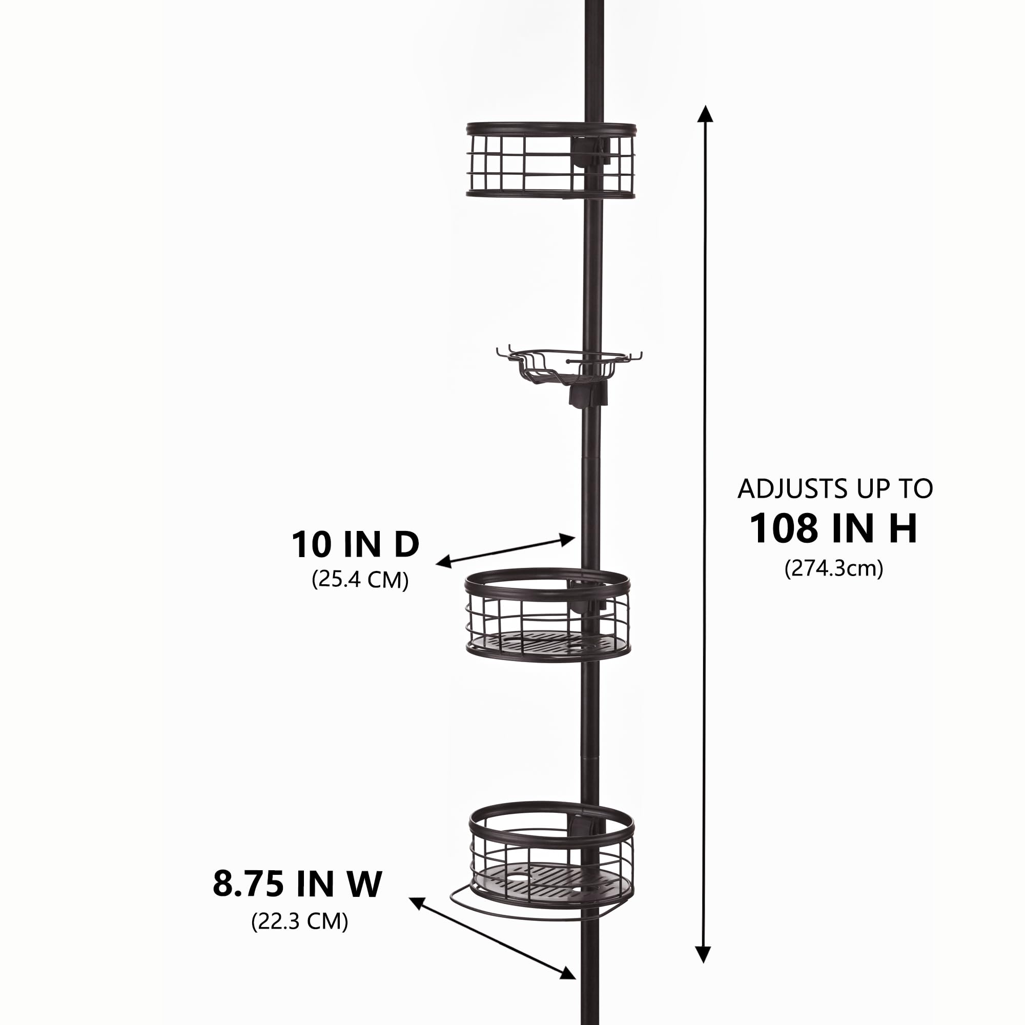 Utopia Alley Rust-Resistant Tension Pole Shower Caddy, 3 Shelves (Oil Rubbed Bronze)