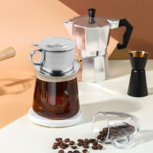 Vietnam Coffee Pot Stainless Steel Vietnamese Coffee Drip Filter Maker Vietnamese Coffee Pot Set for Home Kitchen Office Outdoor