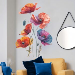 diy wall decal peeling and pasting, detachable wall decal mural, vinyl lotus wall decal, girl bedroom, living room, bathroom wall art decoration