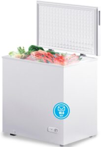 muhub 10.0 cu.ft deep freezer with removable basket,top opening chest freezer, 10.0 cubic feet large freezer, low noise，adjustable temperature（10.0 cu.ft)