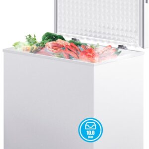 Muhub 10.0 Cu.Ft Deep Freezer with Removable Basket,Top Opening Chest Freezer, 10.0 Cubic Feet Large Freezer, Low noise，Adjustable Temperature（10.0 Cu.Ft)