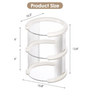 SYNCVIBE 3 Tier Bathroom Countertop Organizer Perfume Display Tray for Dresser Makeup Organizer Shelf for Vanity Bathroom Storage Perfume Tray Home Storage Holder for Skincare (White, Circle)