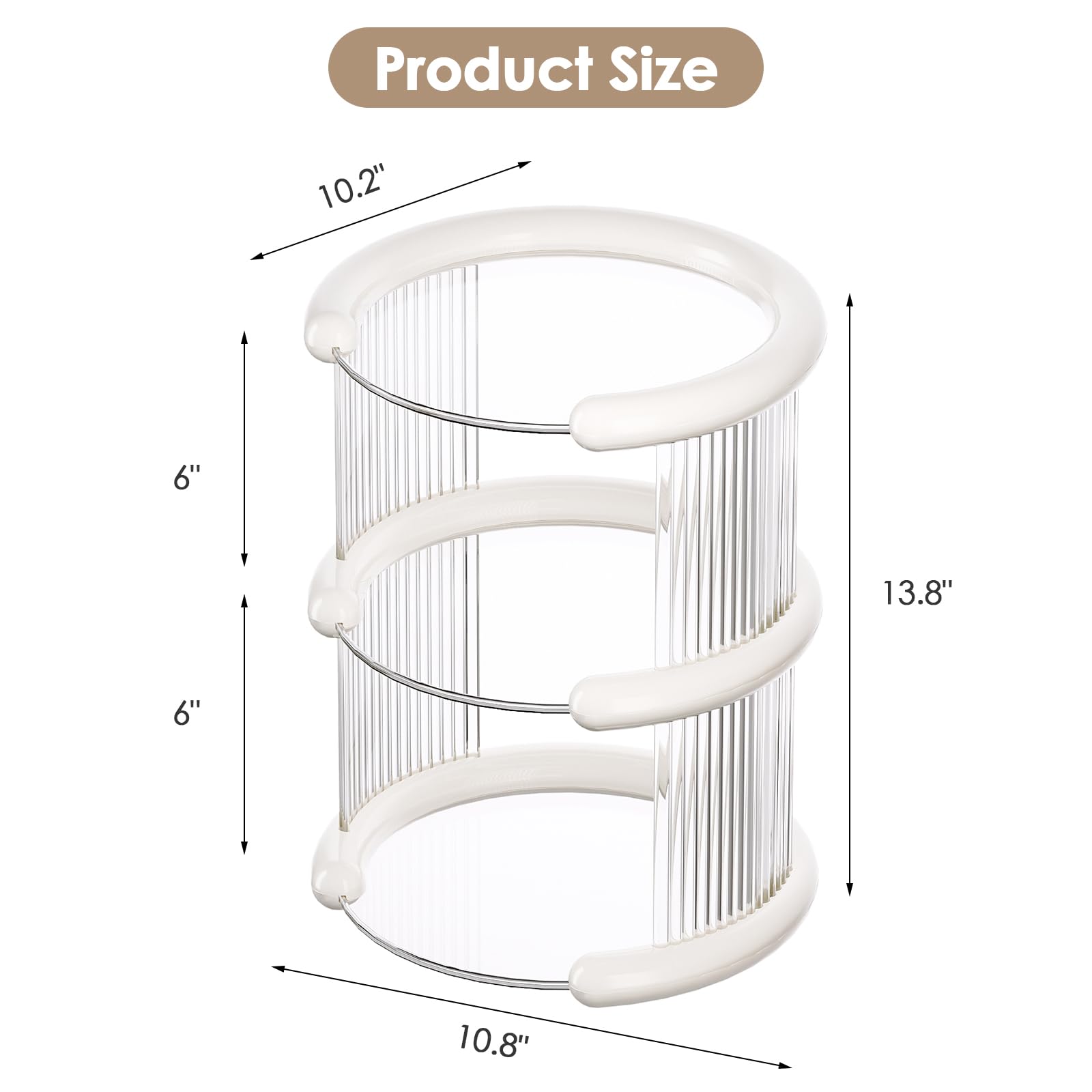 SYNCVIBE 3 Tier Bathroom Countertop Organizer Perfume Display Tray for Dresser Makeup Organizer Shelf for Vanity Bathroom Storage Perfume Tray Home Storage Holder for Skincare (White, Circle)