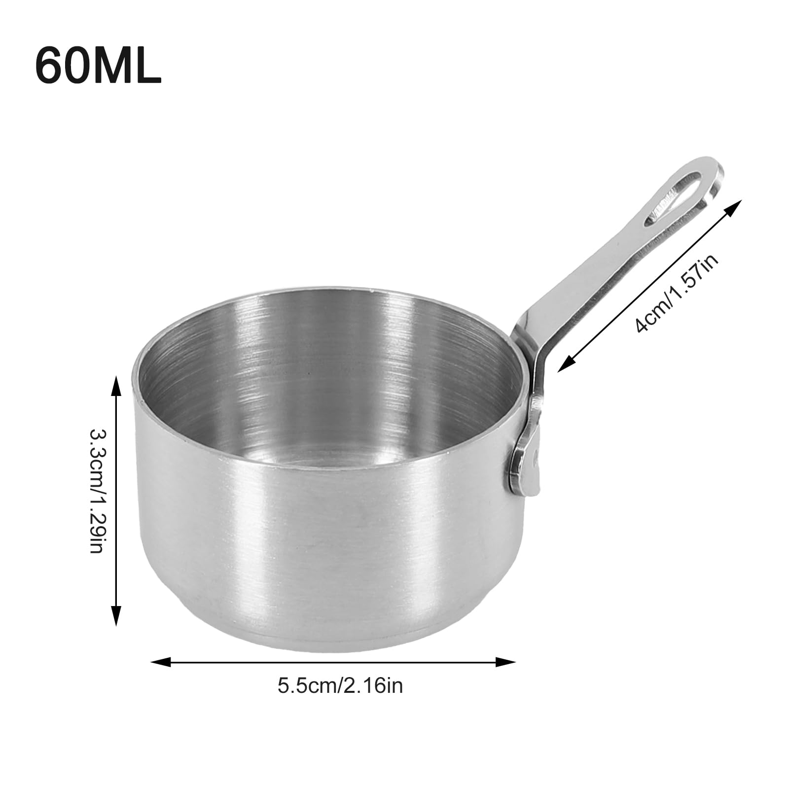 Mini Sauce Pan, Stainless Steel Sauce Pan Chocolate Melting Pot Mini Butter Coffee Milk Warmer Pot for Coffee Tea Soup Warming(Silver（60ML）)