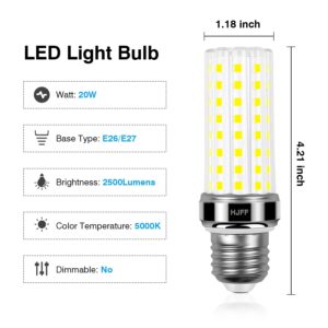 6 Pack LED Corn Light Bulb 200w Equivalent 2500 Lumen 5000K Cool Daylight White 20W E26/E27 Base Ceiling Fan Led Light Bulb for Home Garage Warehouse Indoor Outdoor Led Corn Bulb