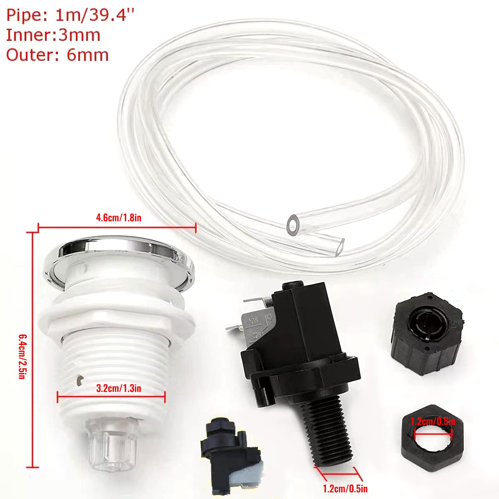 MEELYHOME 1 Set Pneumatic Switch for Garbage Disposal 16A On Push Button Switch, as the picture shows