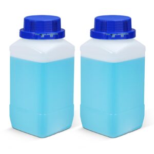 umetass 2 pcs 34oz 1000ml plastic wide mouth reagent bottles lab chemical containers translucent sample bottle liquids solid storage bottles with screw caps for laboratory, classroom