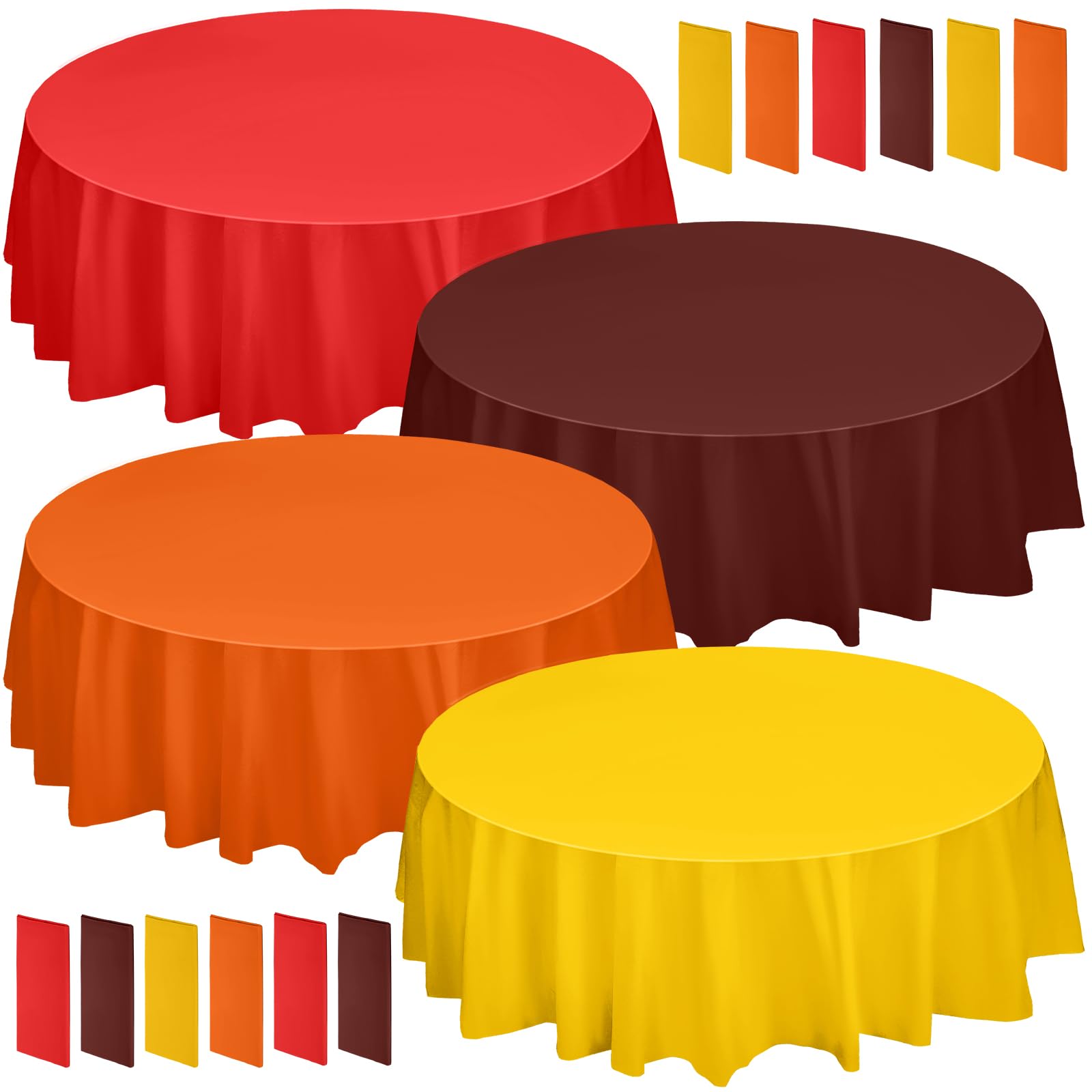 VitalCozy 12 Pcs Fall Plastic Round Tablecloth Disposable Autumn Table Cover 84 Inch Plastic Circular Tablecloths for Thanksgiving Day Harvest Birthday Party Decoration