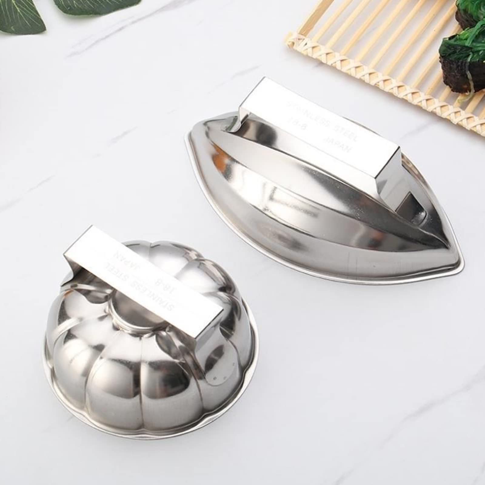 EINCORN Omelette Rice Moulds Omurice Mould Tamagoyaki Molds Restaurant Papaya/Flower Shaped Stainless Steel Material for Kitchen, as the picture shows