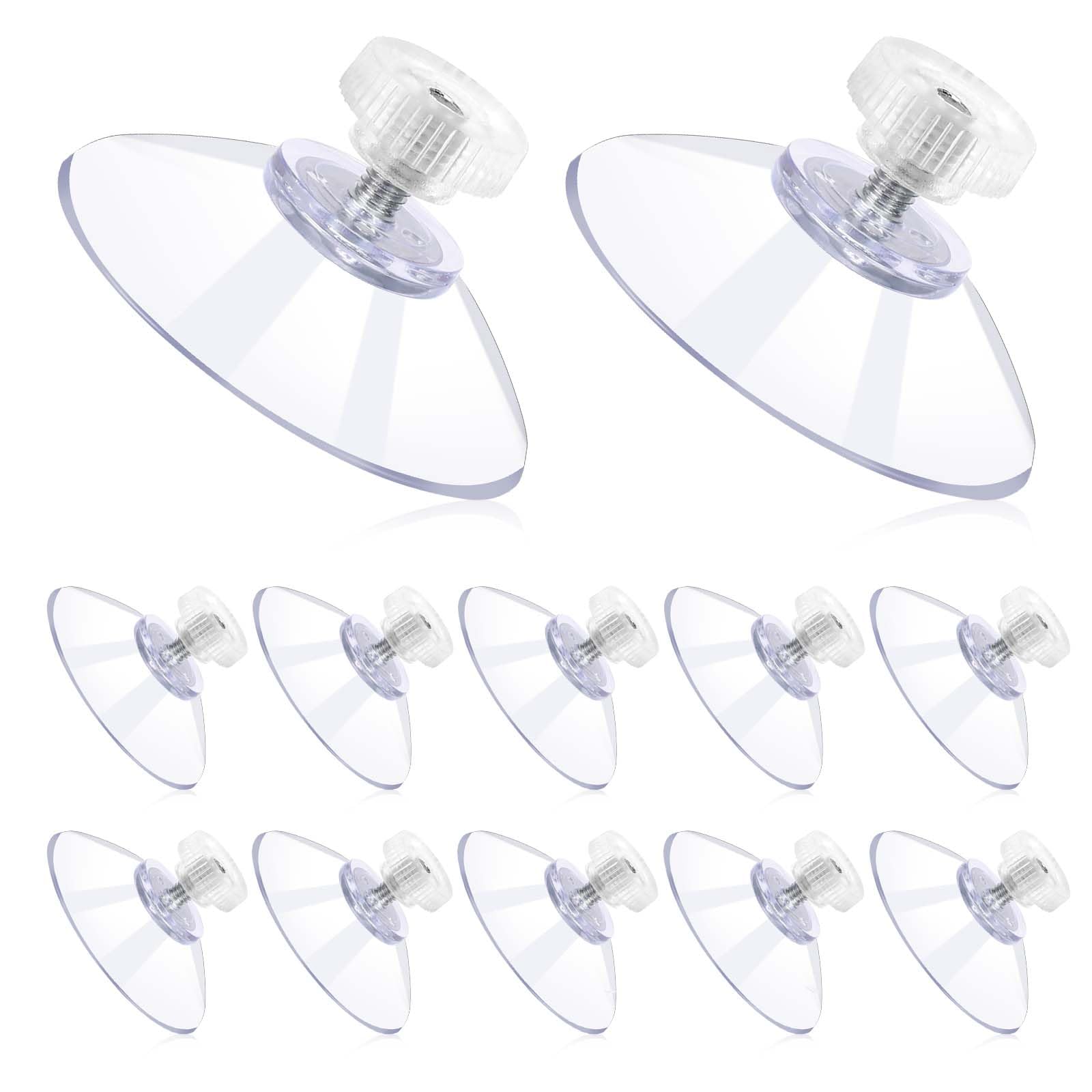 12 PCS Suction Cups, 40mm Strong Suction Cup with M5 Metal Screw Rods and Nuts Clear PVC Heavy Duty Suction Cup Holder Plastic Sucker Pads Without Hooks for Bathroom Wall Door Glass Window Car Shade