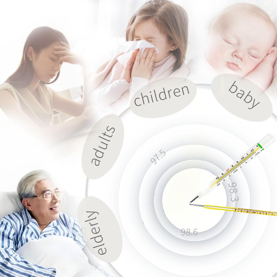 Clinical Glass Thermometer at℃&℉ is Suitable for 2 Pieces Under The Armpit-Adult Classic Non-Digital Thermometer-Medical Fever Thermometer-AiBi TECH