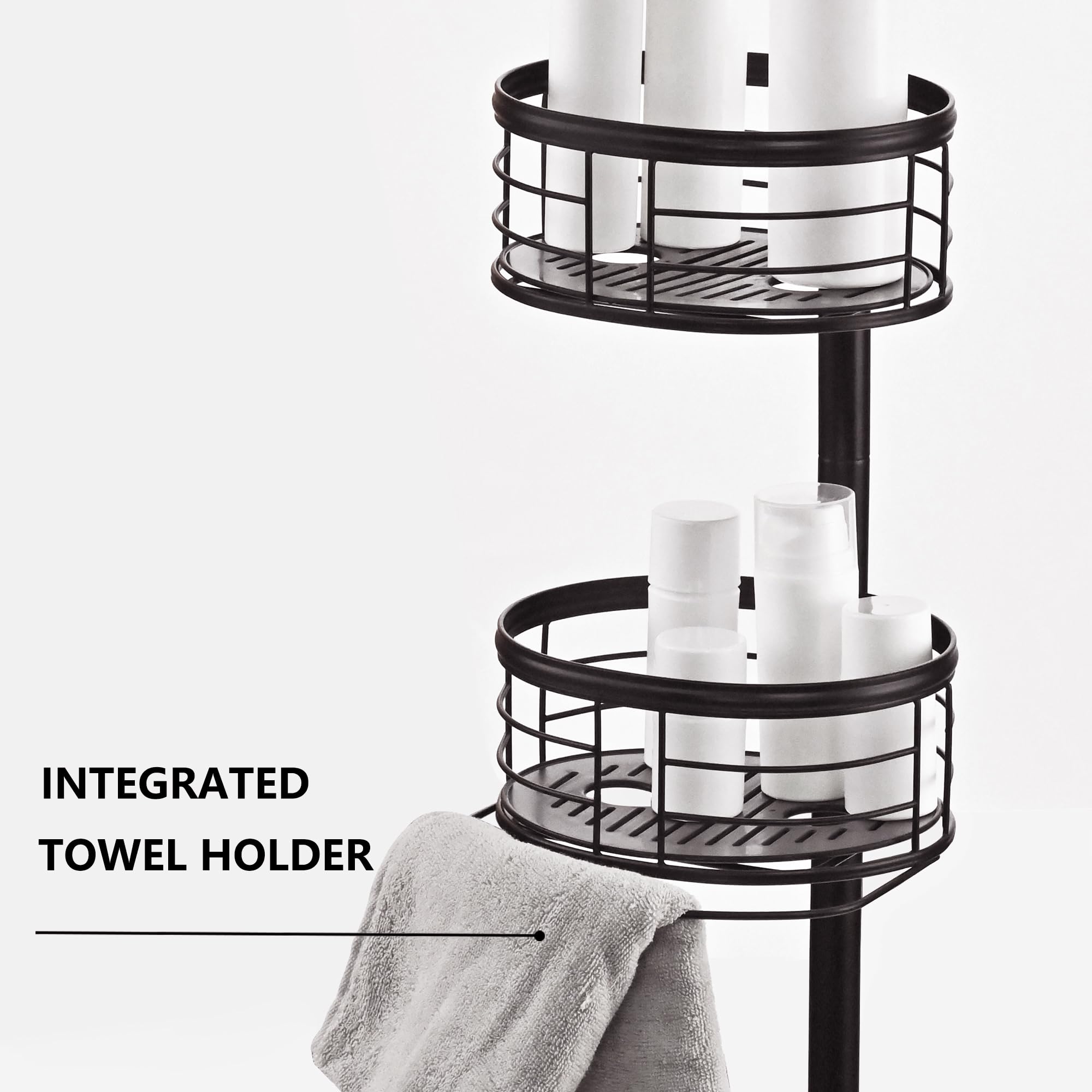 Utopia Alley Rust-Resistant Tension Pole Shower Caddy, 3 Shelves (Oil Rubbed Bronze)