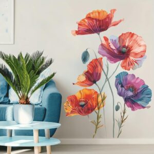 DIY Wall Decal Peeling and pasting, Detachable Wall Decal Mural, Vinyl Lotus Wall Decal, Girl Bedroom, Living Room, Bathroom Wall Art Decoration