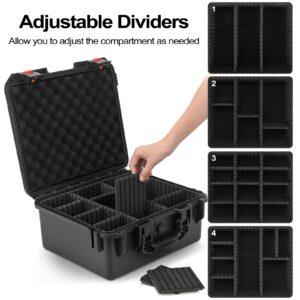 Storage Case for Milwaukee M18 M12 Battery - Waterproof Power Tool Box Storage Bag with 9 Adjustable Dividers for Milwaukee Battery & Charger Holder 2.0/3.0/4.0/5.0/6.0/6.5/8/9.0/12.0-Ah (Case Only)