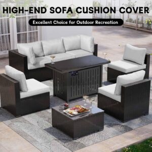 Wrinardy 14 Pcs Outdoor Patio Cushion Covers, Replacement Splash Proof Water Cushion Covers with Zipper, Outdoor Sofa Cushion Covers,Chair Cushion Covers (Light Gray, 24.8 inches)