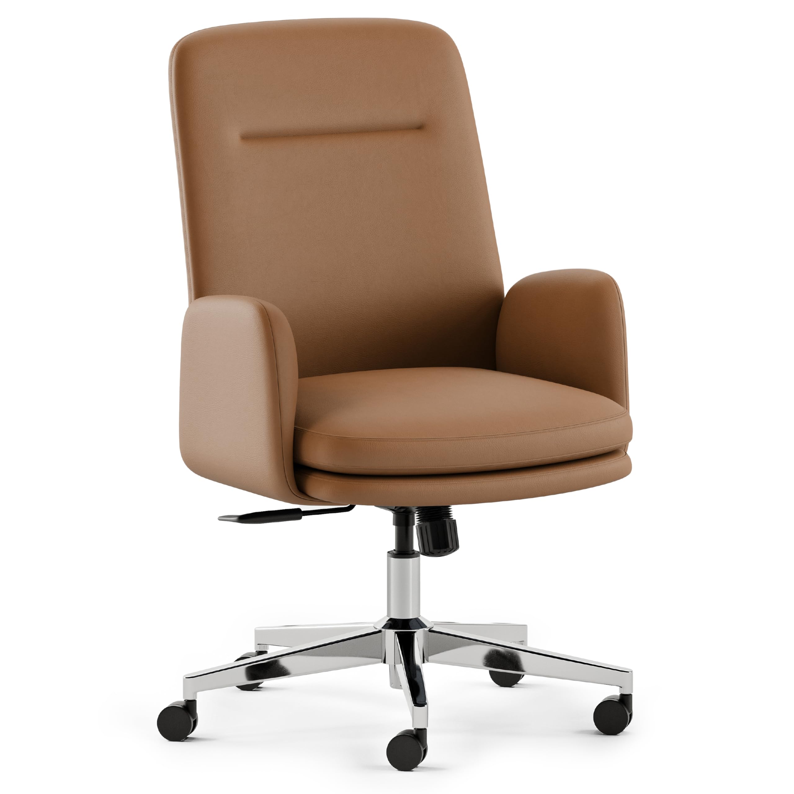 Branch Softside Mid Century Modern Office Chair, Vegan Leather - Removable Arms & High Back Design with Luxury Cloud-Like Comfort - Adjustable Height - Integrated Lumbar Support - Canyon