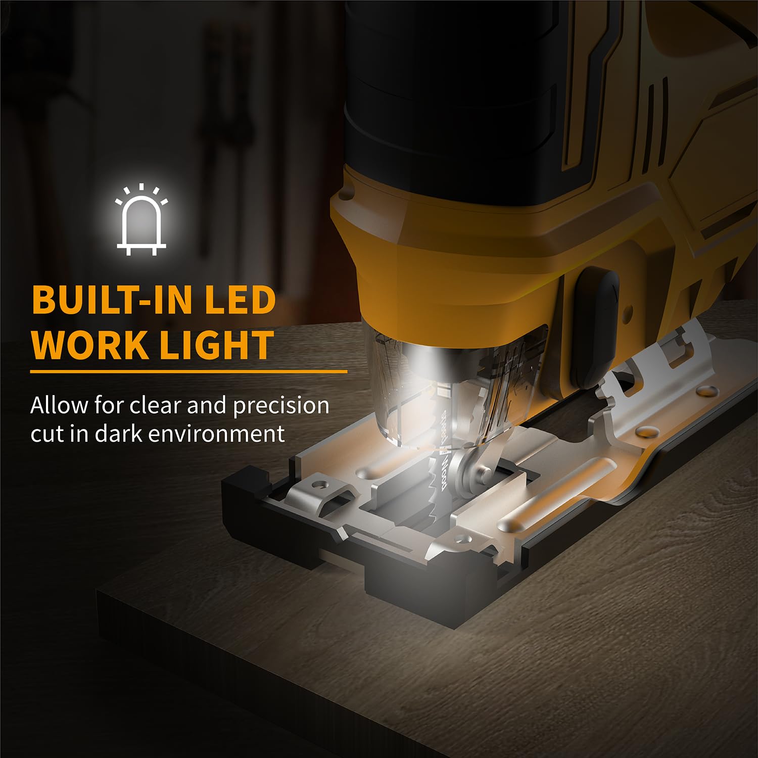 Jig saw compatible with Dewalt 20V Battery (Battery not Included) Cordless Jigsaw with LED Work Light, 0°- 45° Bevel Cuts, 3 Orbital Settings for Straight/Curve/Bevel/Circle Cutting