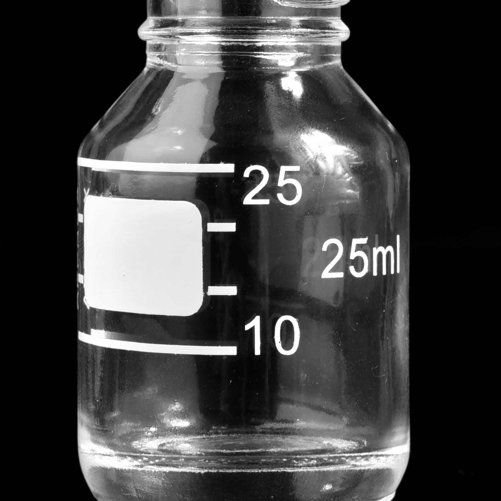 Kestun 10 Packs Reagent Media Storage Bottles, 25ml Borosilicate Glass Graduated Round Bottles with GL25 Blue Screw Cap for Lab Water Reagent Liquids (Clear, 25ML)