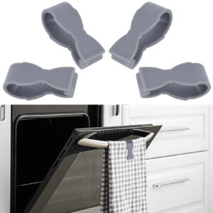 towel clips for kitchen (4 pack) keeps towel from falling，stove towel clip，dishwasher towel clip，stove towel clip，oven towel clip，refrigerator towel clip，no more towels on the floor