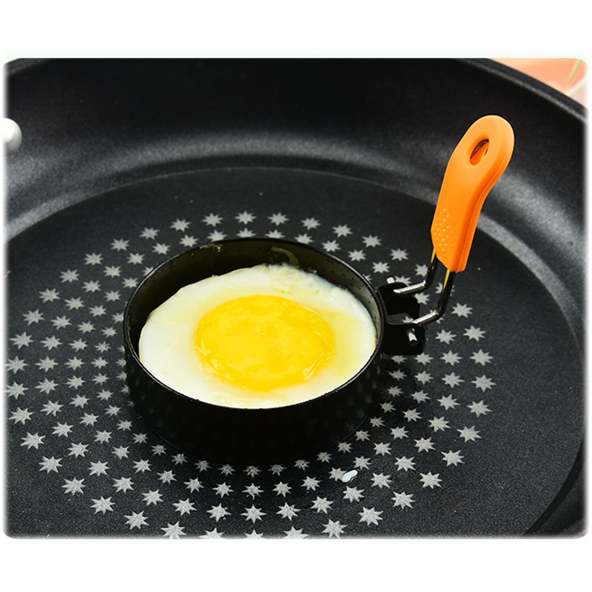 3.5" Egg Rings Set of 4 with Silicone Handle, Large Ring for Frying Eggs, Round Mold for English Muffins - Griddle Cooking Shaper for Indoor Camping Breakfast Sandwiches w/Silicone Oil Brush