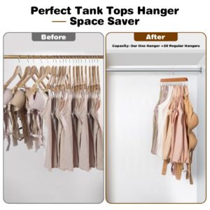 XCX Tank Top Hanger with Rotable Metal Hooks, Wooden Rotatable Bra Hanger, Closet Hanger Organizer for Bras, Camisoles, Bathing Suits, Belts, Carves, Ties (Wood, 2 Pack)