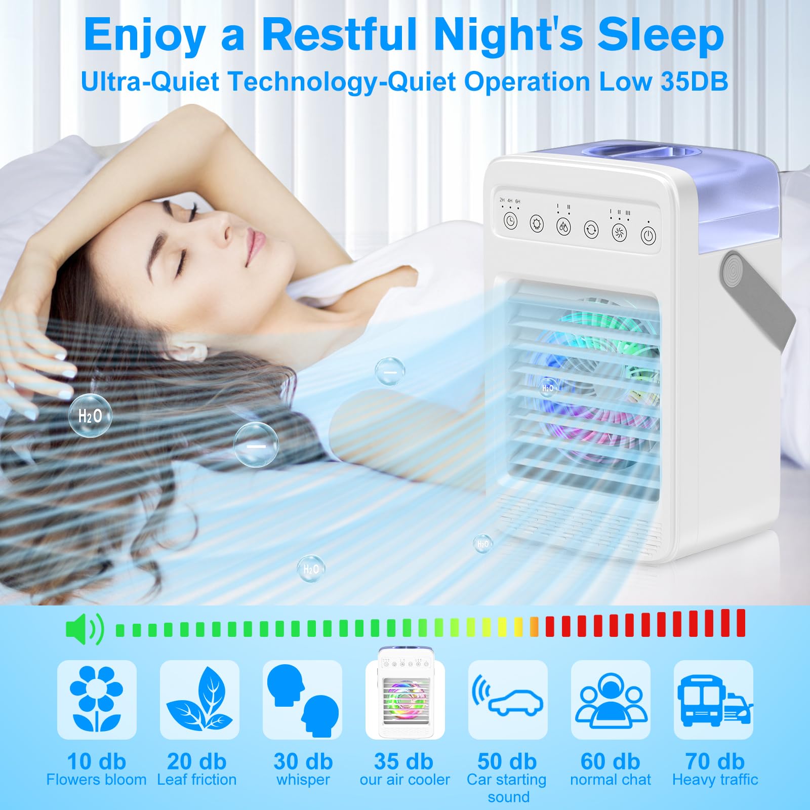 Portable Air Conditioners,Mini Air Conditioners Portable for Room,Oscillating Small Mini AC with Timer,4 Speeds 2 Cool Mist,Small Room Air Conditioners for Room