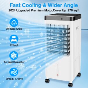 Portable Air Conditioners Windowless,2024 Upgraded Room Air Conditioners,3 IN 1 Swamp Cooler,Ac Unit with 3 Gal Water Tank,Timer,3 Speeds,70° Oscillation,Air Cooler for Room Kitchen Bedroom