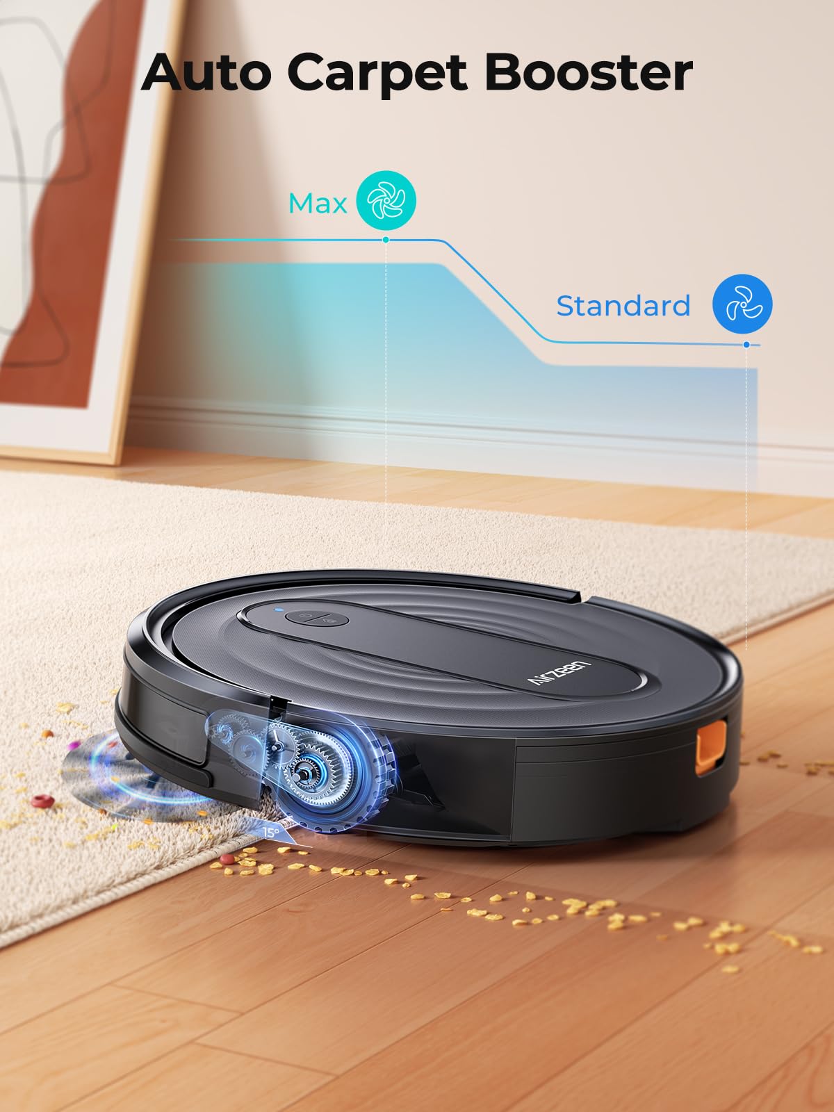 Airzeen Robot Vacuum Cleaner with 3000Pa Suction,Personalized Cleaning Settings,Auto Self-Charging Robotic Vacuum,Carpet Booster,App/Alexa/Remote Control, Ideal for Pet Hair/Hard Floor/Carpet,R7