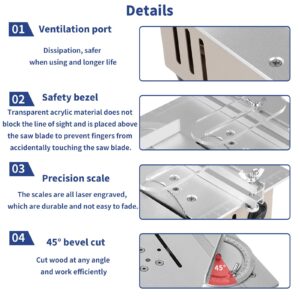 Jadeshay Mini Table Saw, Versatile Electric Woodworking Metal Cutting Lathe, DIY & Craft Saw Machine, Adjustable Speed with Durable Accessories, Vacuum Compatible (Top Configuration)