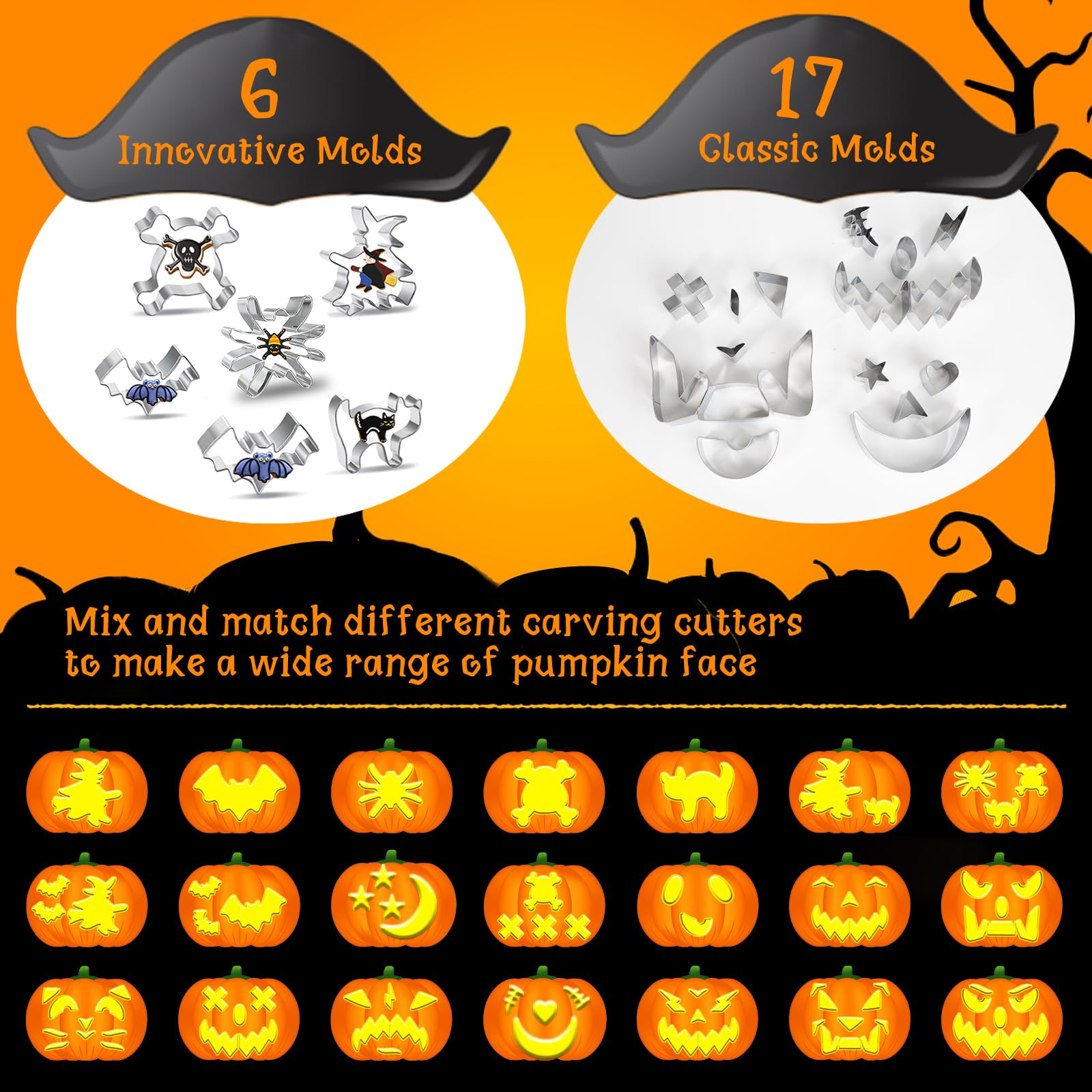 Pumpkin Carving Tools for Kids, All in One 30Pcs Halloween Pumpkin Carving Kit, Easy and Safe Pumpkin Carving Set, Pumpkin Carving Stencils Cookie Cutters Pumpkin Carving Knife