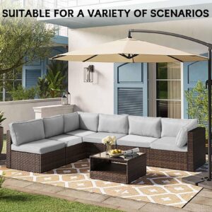 Wrinardy 14 Pcs Outdoor Patio Cushion Covers, Replacement Splash Proof Water Cushion Covers with Zipper, Outdoor Sofa Cushion Covers,Chair Cushion Covers (Light Gray, 24.8 inches)