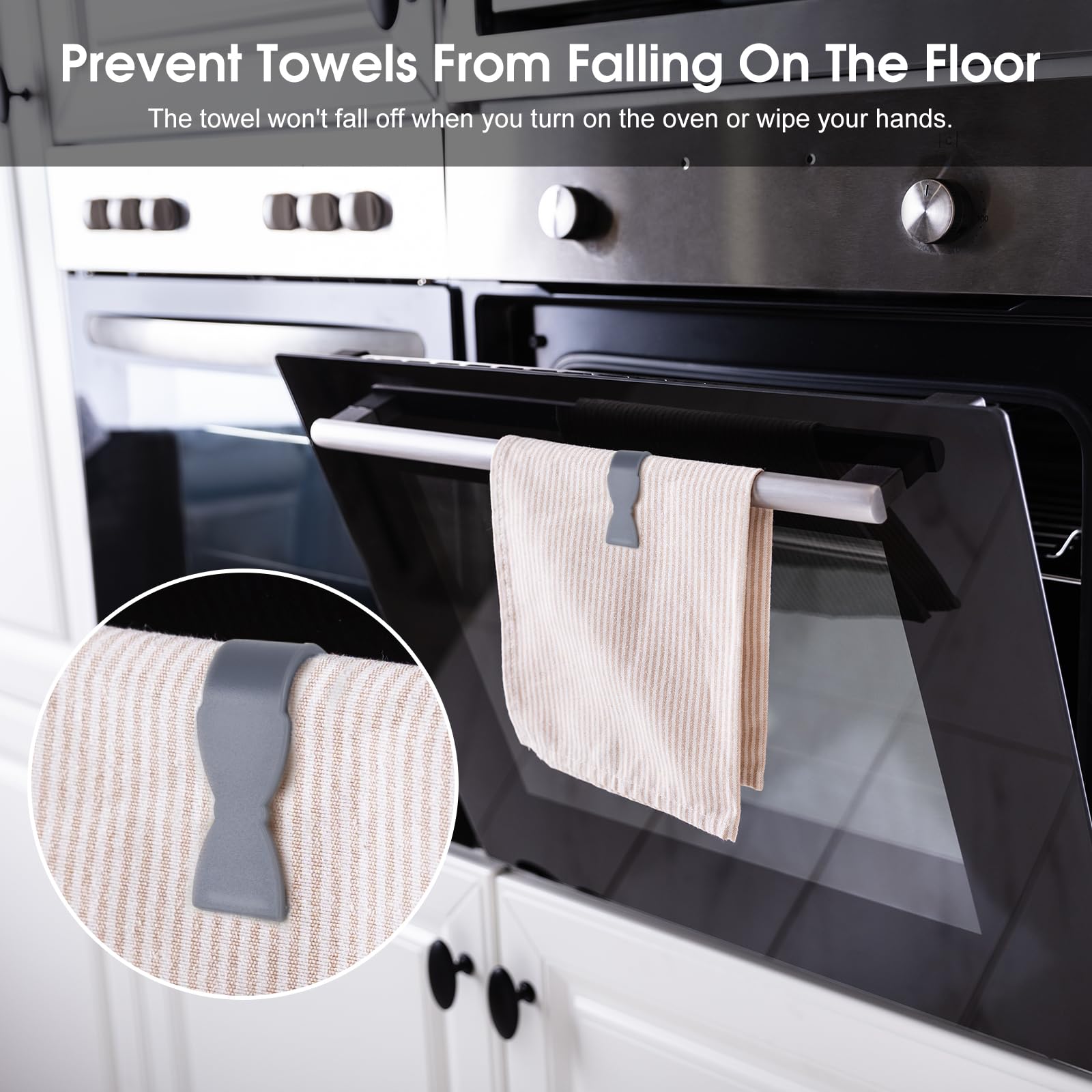 Towel Clips for Kitchen (4 Pack) Keeps Towel from Falling，Stove Towel Clip，Dishwasher Towel Clip，Stove Towel Clip，Oven Towel Clip，Refrigerator Towel Clip，No More Towels on The Floor