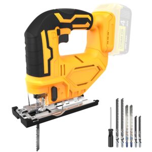 jig saw compatible with dewalt 20v battery (battery not included) cordless jigsaw with led work light, 0°- 45° bevel cuts, 3 orbital settings for straight/curve/bevel/circle cutting