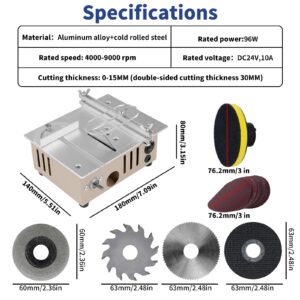 Jadeshay Mini Table Saw, Versatile Electric Woodworking Metal Cutting Lathe, DIY & Craft Saw Machine, Adjustable Speed with Durable Accessories, Vacuum Compatible (Top Configuration)