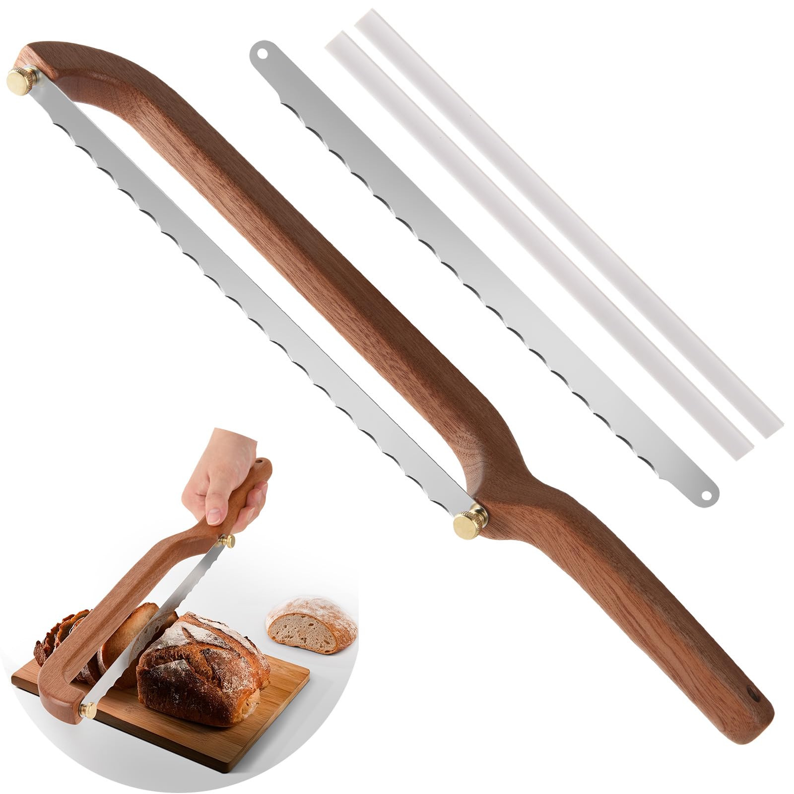 Uprichya Sourdough Bread Slicer for Homemade Bread, Bow Bread Knife for Sourdough, Bread Saw for Even Slicing, Bread Knofe Sourdough Cutter