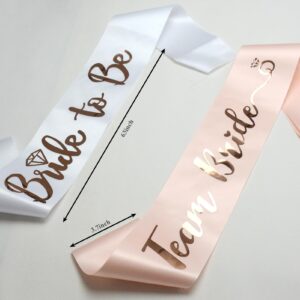 Luwigs Team Bride 7pcs Satin Sash Set - 6 Team Bride Sashes + 1 Bride to Be Sash Bridesmaids Sashes for Wedding Bridal Shower Party Decorations (Pink)