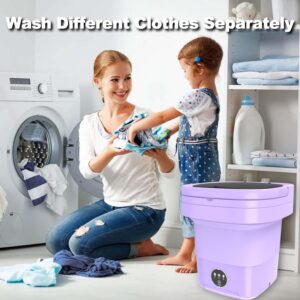 Portable Washing Machine, 12L Large Capacity Mini Washing Machine, Foldable Collapsible Washer and Dryer with Spin for Travel, Socks, Baby Clothes (Purple)