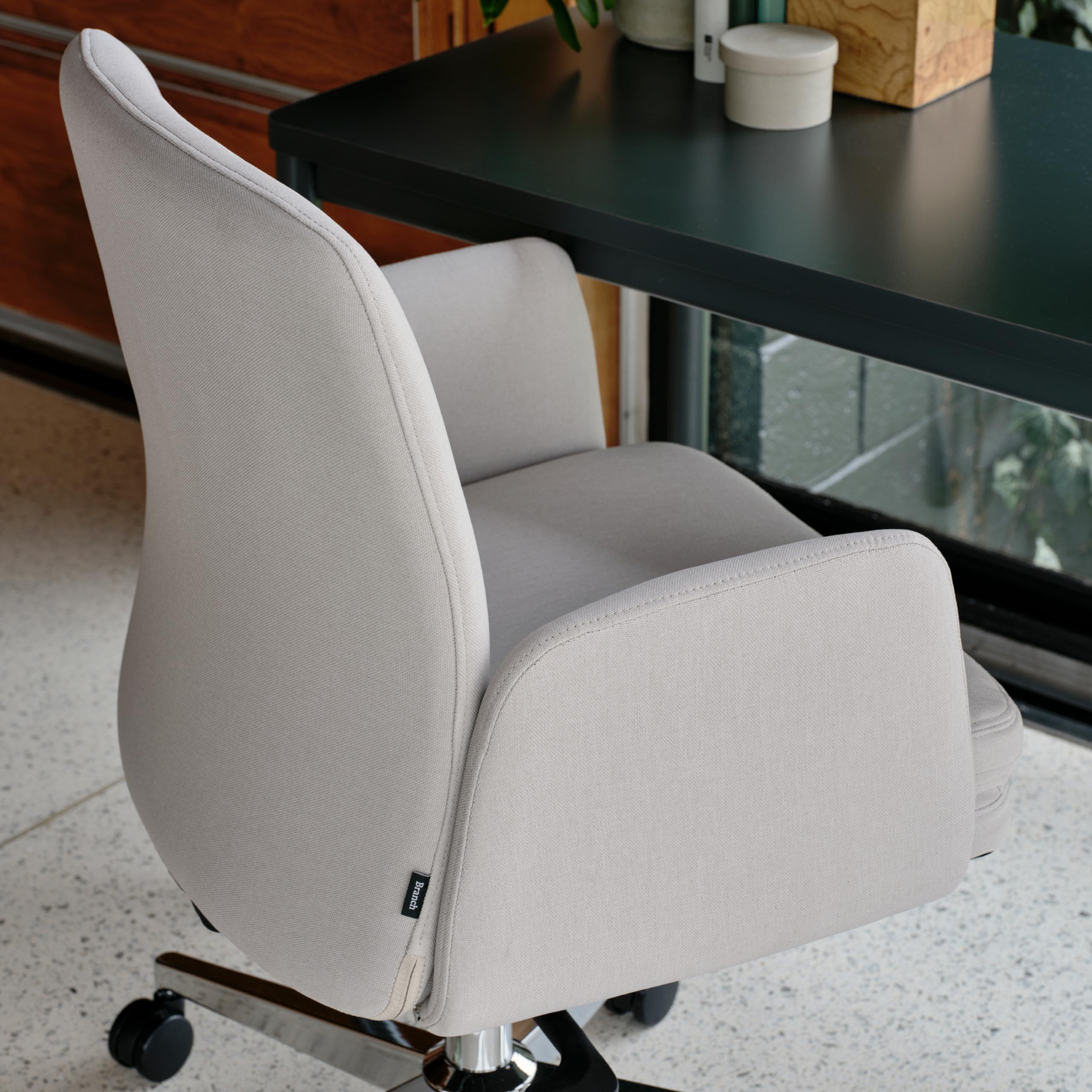 Branch Softside Mid Century Modern Office Chair, Vegan Leather - Removable Arms & High Back Design with Luxury Cloud-Like Comfort - Adjustable Height - Integrated Lumbar Support - Canyon