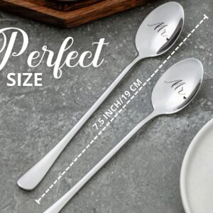 INNObeta Engagement Gifts for Gay Couples, 2 Pcs Engraved Ice Cream Spoons, Stainless Steel Coffee Spoon, Ideal for Wedding, Anniversary, Mr & Mr