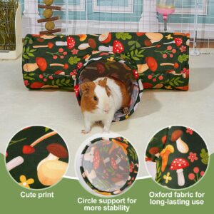 Bienbee Guinea Pig Tunnel, 3 Way Washable Guinea Pig Hideout,Foldable Rabbit Tunnel Guinea Pig Toys for Bunny Hamster Chinchilla Ferret Rabbit Guinea Pig Accessories Mushroom