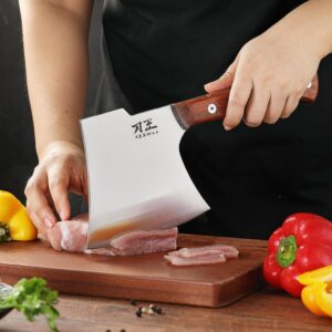 XZZWLL Meat Cleaver, Heavy Duty Bone Chopper Knife, 6" Axe Butcher Knife for Meat Cutting, Thicken Blade Bone Cutter with Wood Handle, for Kitchen, Restaurant and Slaughterhouses.