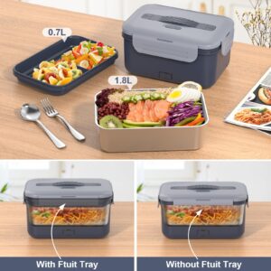 Vabaso Electric Lunch Box for Adults, 100W Heated Lunch Box for Car/Truck Home/Work, Portable Food Warmer Heating Lunch Box with 1.8L/61oz Stainless Steel Container, 12V/24V/110V/220V