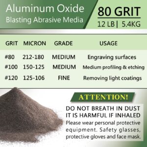 #80 GRIT Aluminum Oxide Powder for Sand Blasting - Sand Blaster for air Compressor, Metal Sandblasting Sand - 12LB