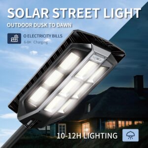 LAMPTEC Solar Street Light 4000W 150000lm Outdoor Lighting IP65 Waterproof with Remote Control, Brightness Control for Barn,Yard, Garden, Basketball Court, Driveway